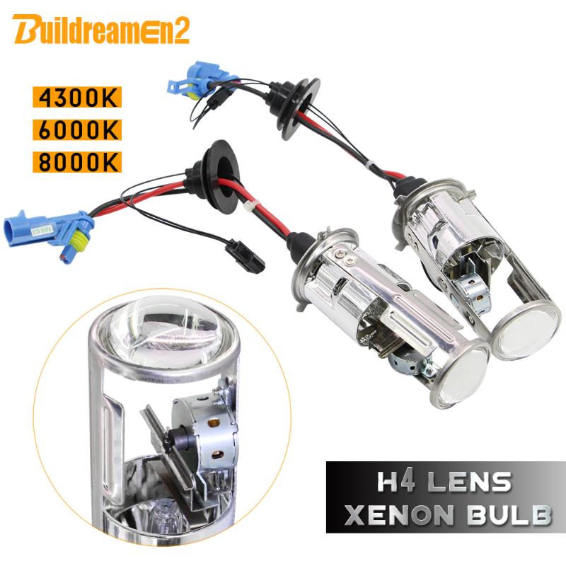 

Buildreamen2 H4 9003 Bi-xenon Hi/Lo Xenon Bulb Mini Projector Lens Lamp AC 4300K 6000K 8000K 12V For Car Headlight 2 Pieces