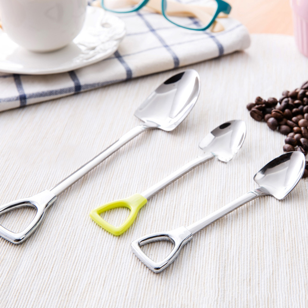 

Stainless Steel Creative Shovel Shape Spoon Mini Spoon for Coffee Sugar Ice Cream Dessert