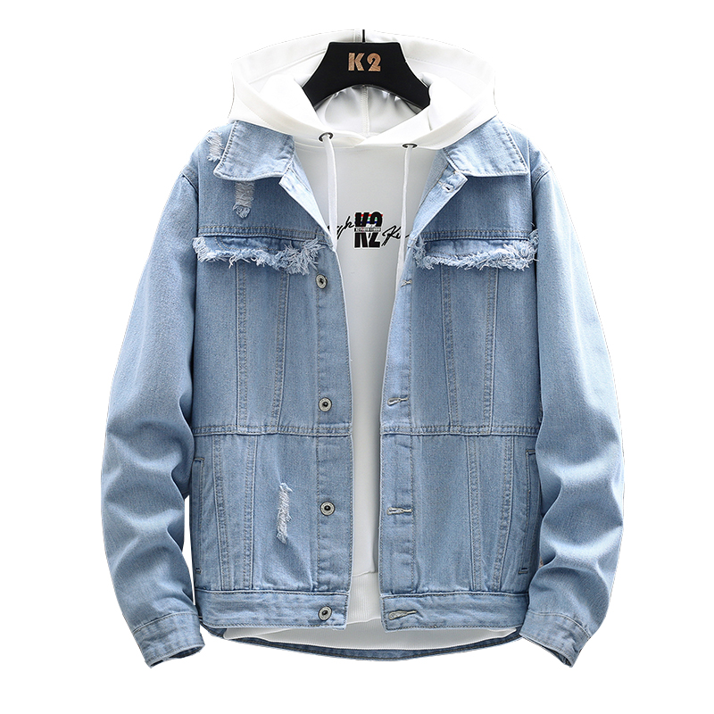 

2020 Spring New Denim Jacket Men Hip Hop Retro Denim Coats Mens Streetwear Casual Jeans Men Clothing Fashion Slim Fit Tops Male, Blue