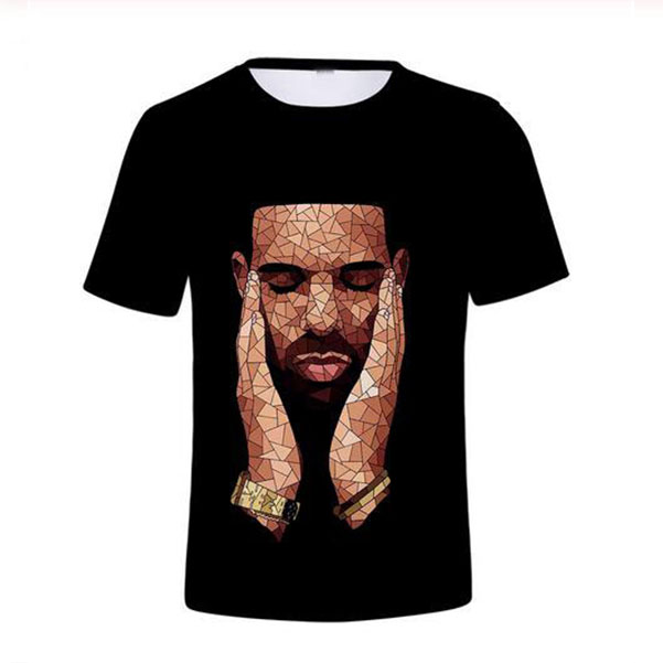 

Casual Mens Womans Drake 3D HD Print T-shirt Summer Short-sleeved O-neck T-shirt Fashion Style Unisex Shirt Brand Tees WR002, White;black