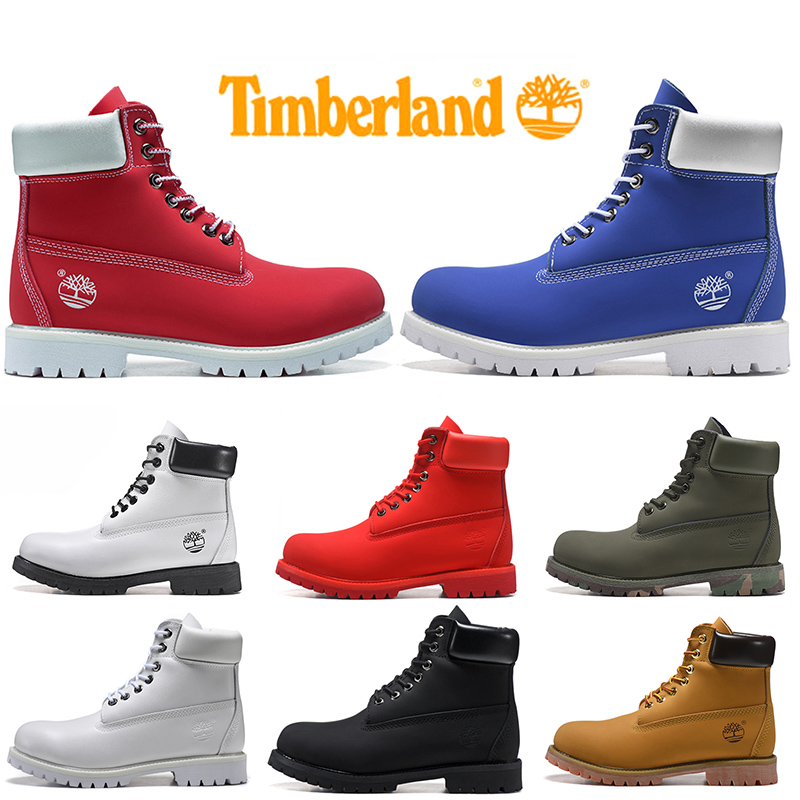 red white and blue timberlands