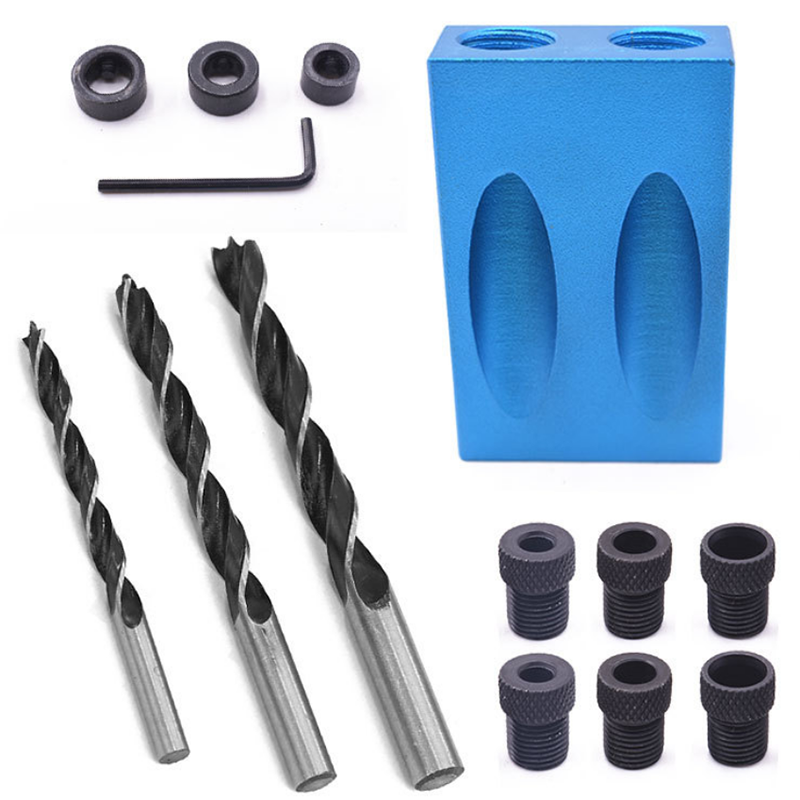 

Woodworking Hole Locator Drill Bits 15 Degree Angle Locator Bits Hole Jig Clamp Kit for Woodworking Tools
