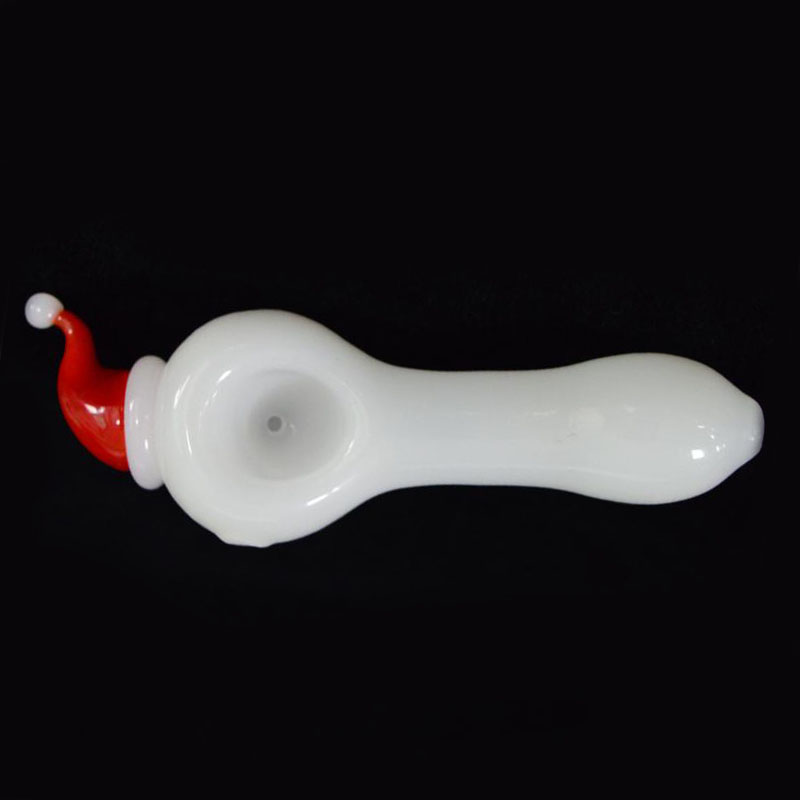 

Wholesale Glass Pipes Christmas Hat Style White Jade Spoon Glass Pipes 4.5inch Hand Smoking Pipe Red Santa Cap Glass Tobacco Pipes