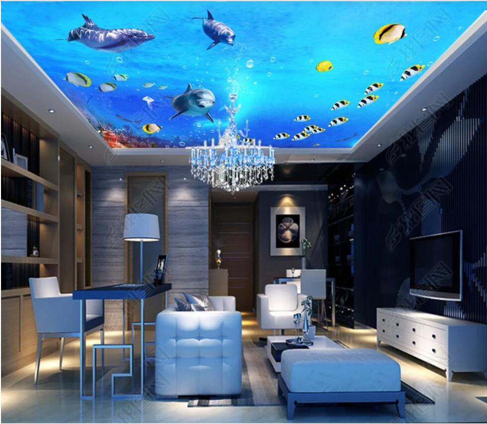 

3d ceiling murals wallpaper custom photo non-woven mural Fantasy Underwater World Ceiling Ceiling Decoration Background, Sky blue