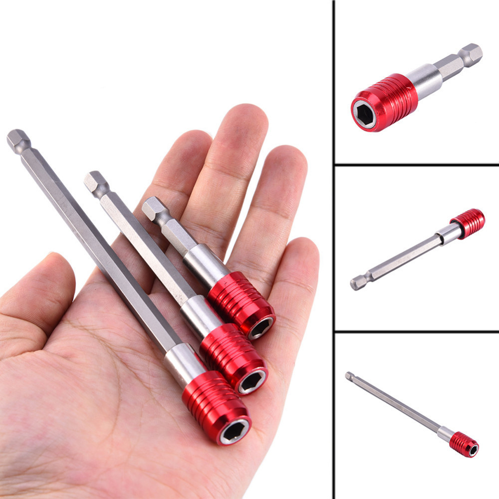 3pcs Magnétique Tournevis Extension libération rapide 1//4 Hex Shank Holder Drill Bit
