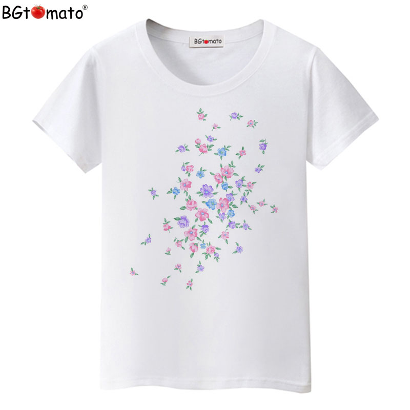 

BGtomato Super beautiful flowers T-shirts New fashion cool shirts for women Original brand casual tops fashion beautiful tees