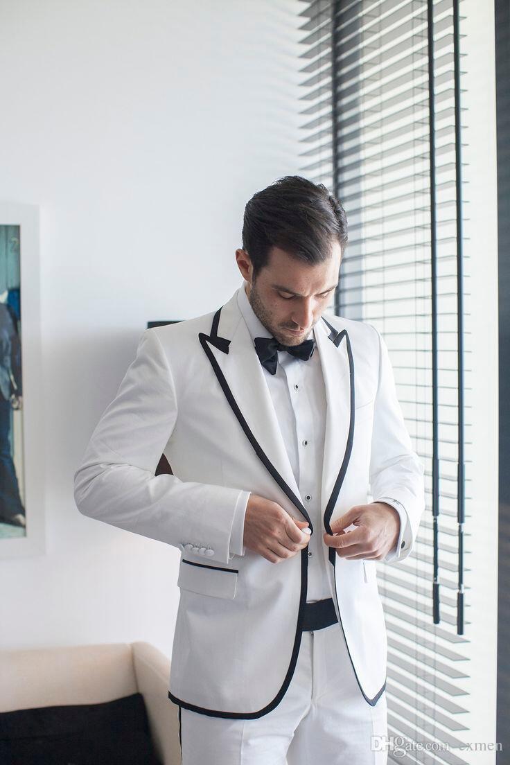 

Handsome Groomsmen Peak Lapel Groom Tuxedos Mens Wedding Dress Man Jacket Blazer Prom Dinner 2 Piece Suit(Jacket+Pants+Tie) 598, Same as image