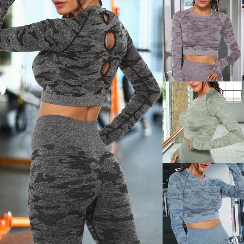 

Camo Yoga Set Women Seamless Fitness Yoga Bra Sport Bras Camouflage High Waist GYM Leggings Pants Fitness Suit Workout leggins, Top only black
