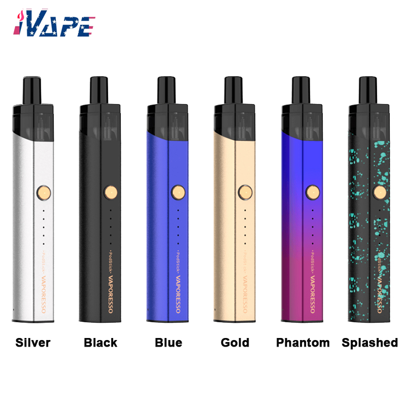 

Vaporesso PodStick Starter Kit Built-in 900mAh VV Battery with 2ml Pod Cartridge Mesh & CCELL Coil for both MTL & Thick Oil Vaping, Black