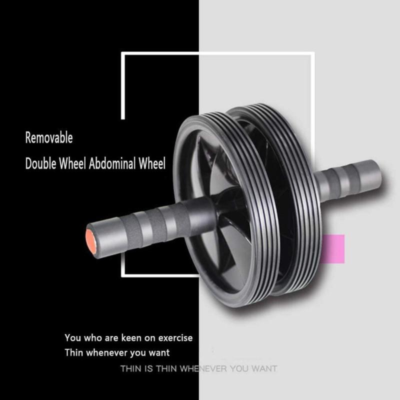 

Double Wheel Abdominal Roller Fitness Muscle Exercise Equipment for Home Gym, Black