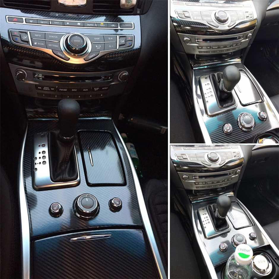 Dla Infiniti M37 Q70 M25 2013-2017 Wnętrze centralnego panelu sterowania Drzwi klamki 5D Naklejki z włókna węglowego Naklejki Car Styling Accessorie