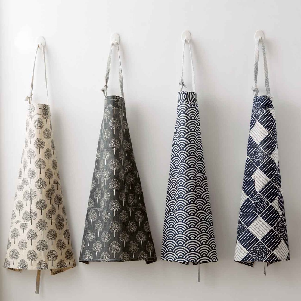 

OTHERHOUSE Cotton Linen Apron Kitchen Bib Cooking Baking Aprons With Pockets Women Men Adjustable Pinafore Hairdresser Barber