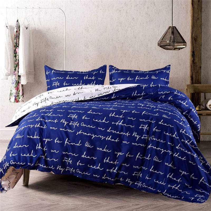 

Comfortable Couple Love Letter Romantic Three Bedding Set Winter Bedroom Double Duvet Cover Pillowcases  Bed Clothes Bedset, Bo-3