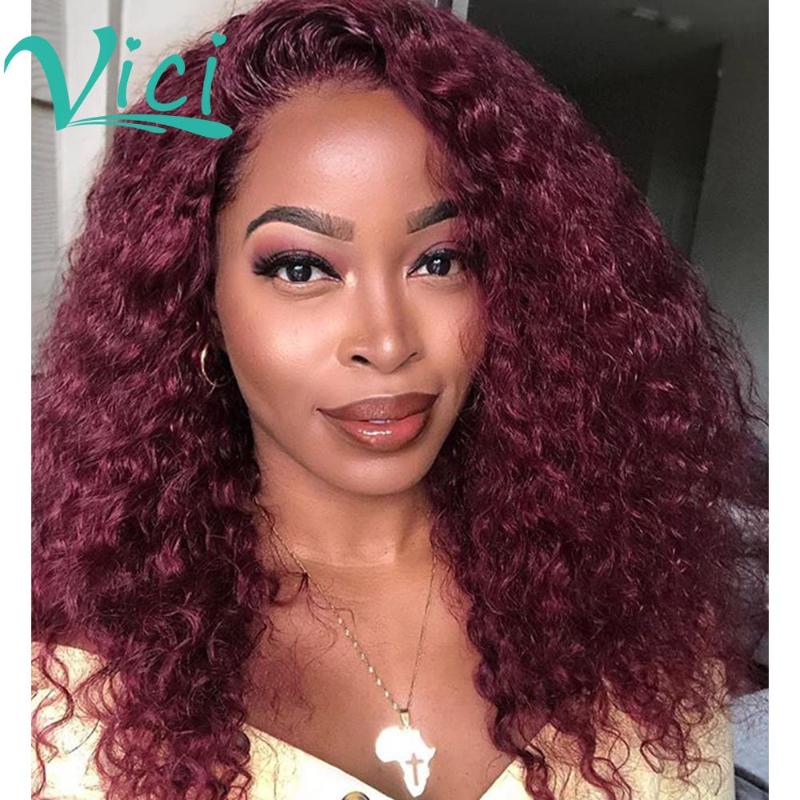 

Brgundy Lace Front Wig Curly Human Hair Wig 13x6 Lace Front Colored Human Hair Wigs Preplucked For Black Women Brazilian 150, As pic