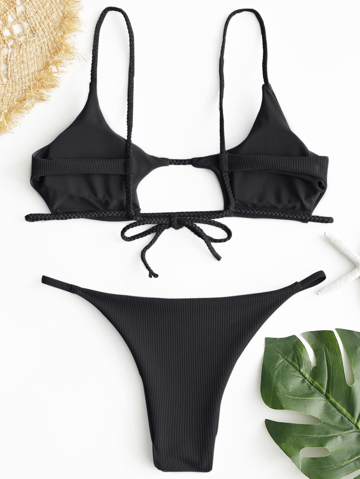 ribbed cutout bikini