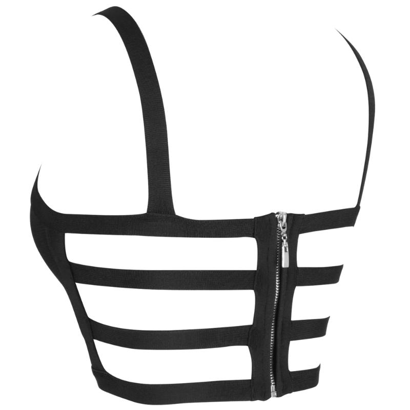 

Ocstrade $9.99 for 11.11 SALE Women Black Sexy Cut Out Rayon Bandage Top Crop, As pic