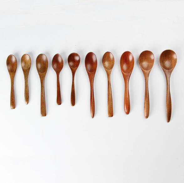 Custom logo carved solid wood spoon Japanese honey multi specification coffee spoons wooden tableware-image-519046586
