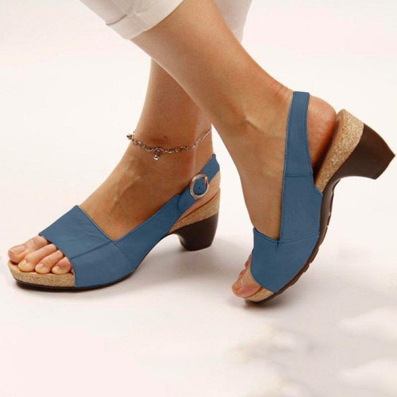 

Women Sandals Platform Summer Ladies Elegant Comfy Sandals Open Toe Ankle Buckle Casual Women 2020 Short Heels For Party, Yellow