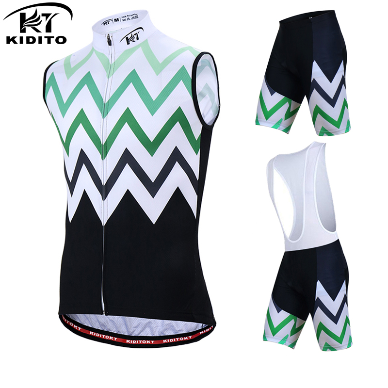 

KIDITOKT Pro Quick-Dry Sleeveless Cycling Jersey Set Mountain Bike Uniform Summer Racing Bicycle Cycling Clothes Suit For Men, Jersey and pants