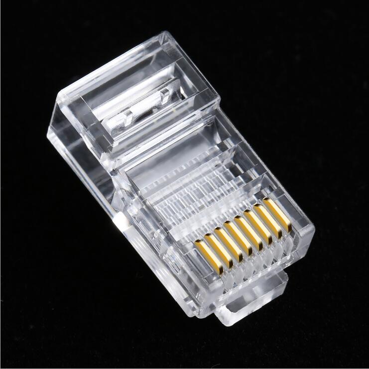 

Computer Crystal RJ45 8P8C CAT5E CAT6 8 core modular plug Network Cable Connector Heads Gold Plated