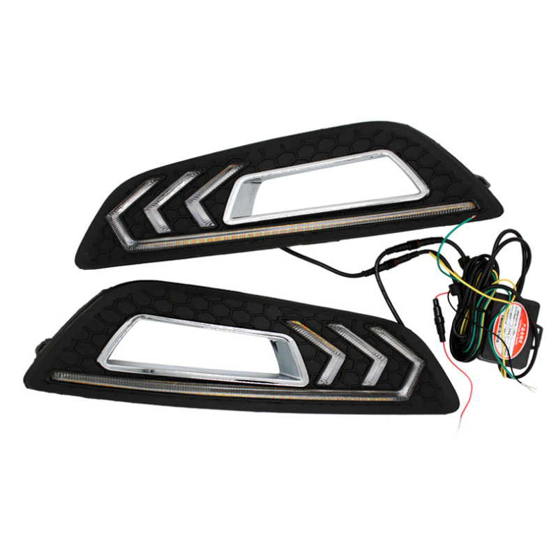 

2pcs White LED Special Car Daylight LED Daytime Running Light Modified Mustang Lamp Fit for 15-17for 15-17 ford focus car light, Black