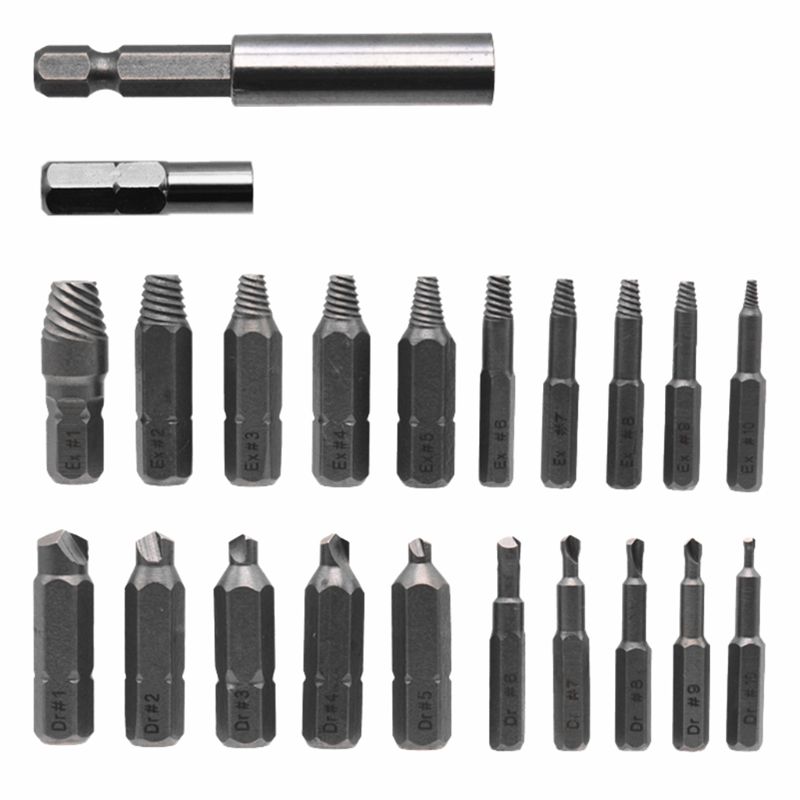 

22pcs Damaged Screw Extractor Remove Broken Bolt Screw Remover Socket Adapter
