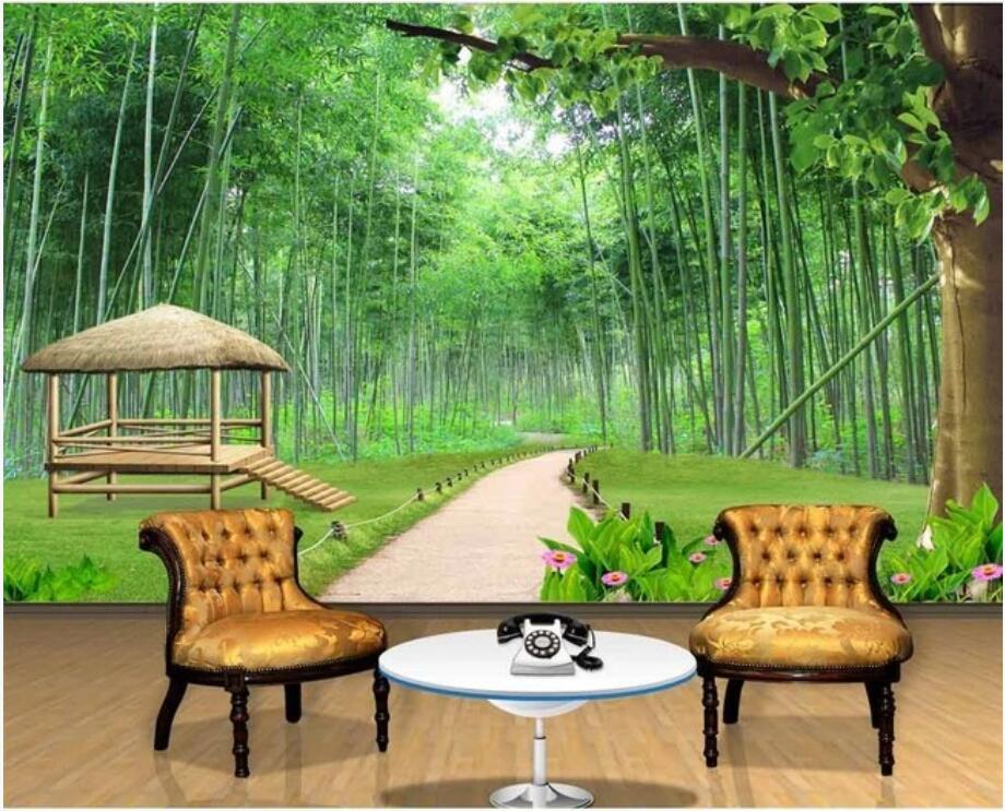 

3d wallpaper custom photo mural 3d bamboo forest background path mural background wall home decor murals wallpaper for walls 3 d, Non-woven