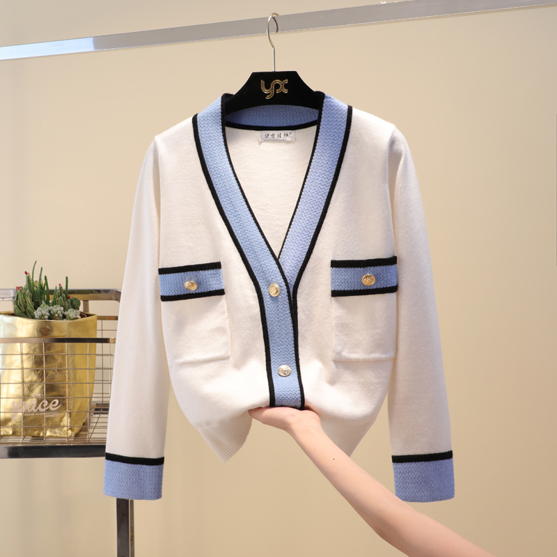 

New Women Brand Knitted Sweater for V Neck Buttons Knitted Cardigan Sweater coat free shipping, White black