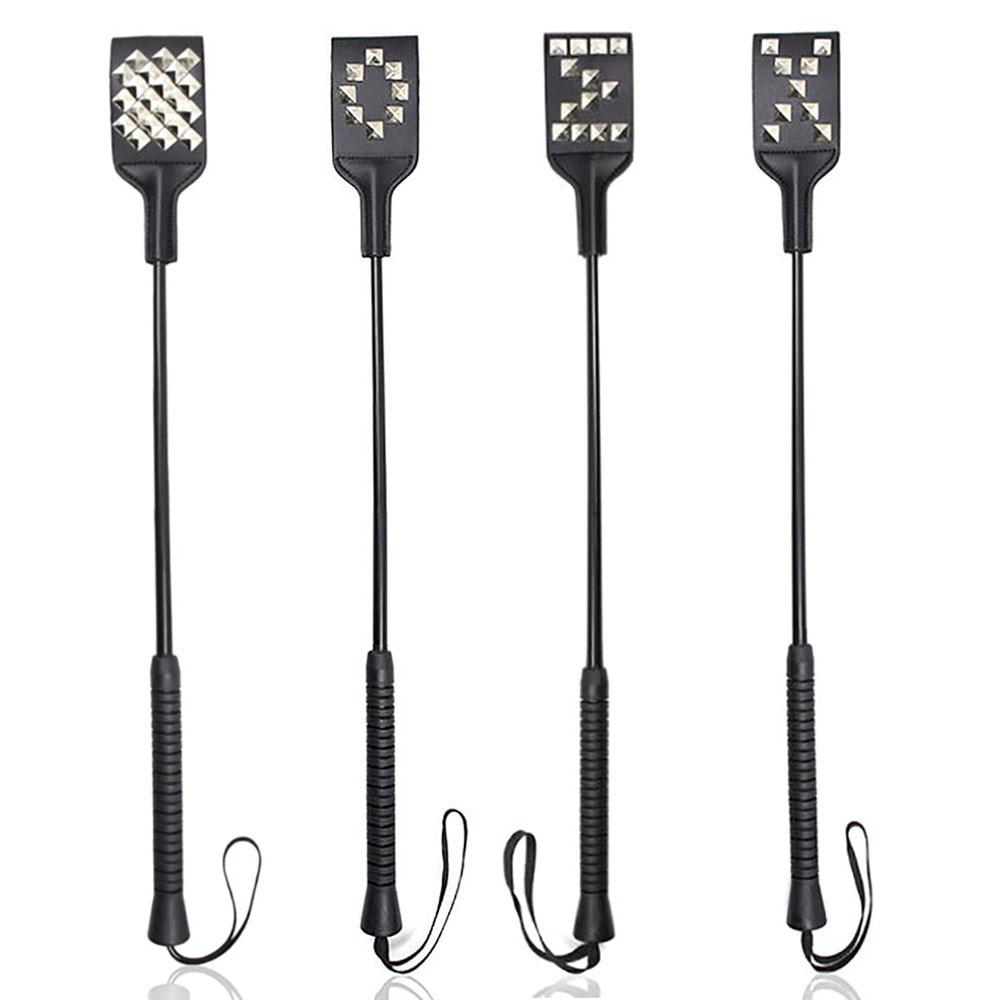

New Rivet Black Leather Riding Crop Whip For Valentine's Day
