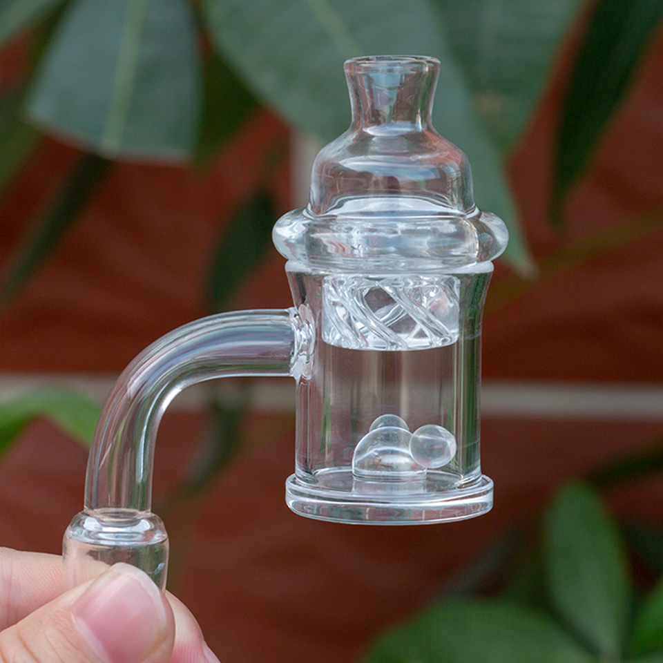 

Set Core reactor quartz banger 4mm thick Bottom OD 25mm Hookahs with terp pearl and spinning cyclone carb cap