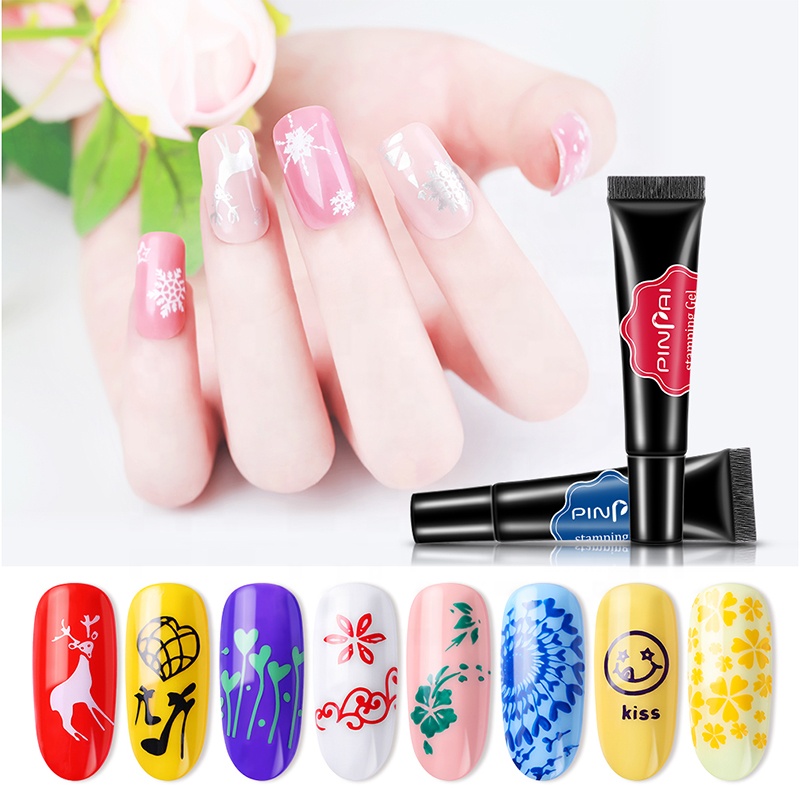 

Hot Selling 8 Colors Nail Art Stamping soak off uv gel nail art polish Tube Painting Gel for DIY Design, White