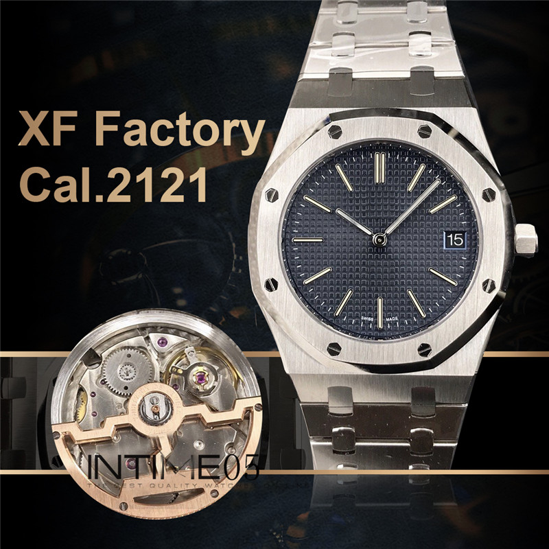 

XF Factory V2 Updated Edition 39mm Extra-Thin 15202 Automatic Cal.2121 Mens Watches Blue Texture Dial Stainless Steel Bracelet Watch, Match the correct watch number+box