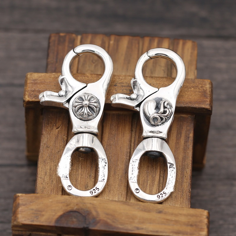 

Brand new 925 sterling silver vintage jewelry antique silver hand-made designer high quality sterling silver punk cross&heart key chain