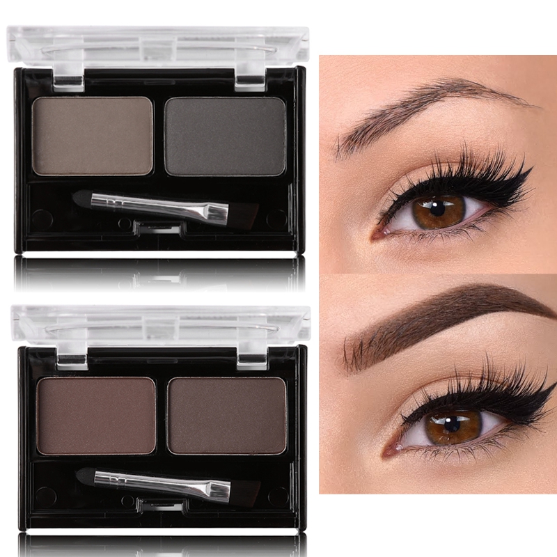 

Brand Double Color Eyebrow Powder Makeup Palette Natural Brown Eye Brow Enhancers 3D Eye Brows Shadow Cake Beauty Kit with Brush, 02