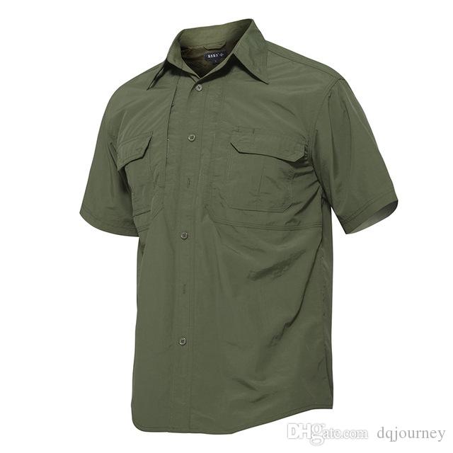 

Men's Quick Dry Shirt Waterproof Outdoor Hiking Shirt Tactical Short Sleeve Shirt Male Combat Hunting Shirts, Brown