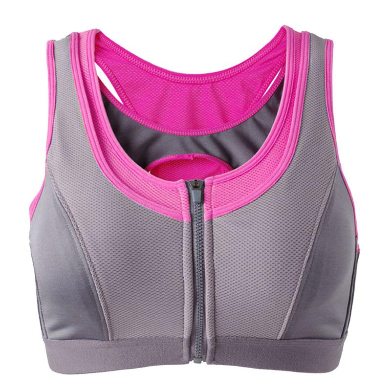 

Women Seamless Sports Zippers Bra Permeable Sport Vest Nets Quakeproof Underwear Sujetador Deportivo Mujer#20, Black