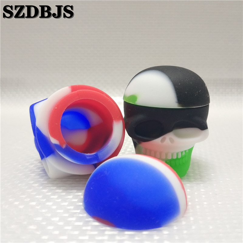 

New silicone Skull Shape 3ML Non-stick Silicone Container Food Grade Small Rubber Jars Dab Tool Storage Oil Holder Mini Wax Container