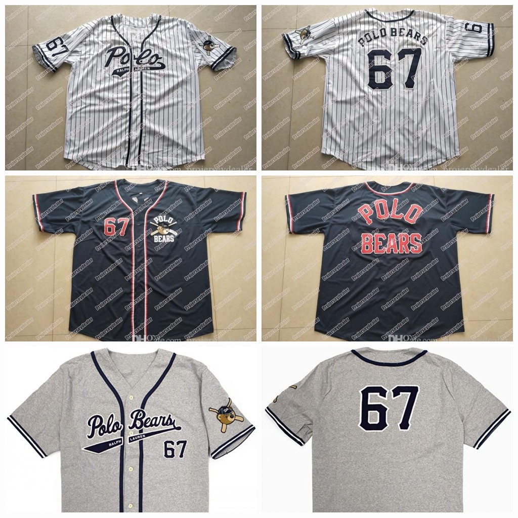 

67 Polo Bears New Polo Polo Teddy Bear Baseball Jersey Double Stitched Name and Number Baseball Jersey For Mens Womens Youth, Grey as picture