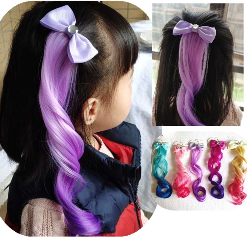 

Hair Extensions Curly Wig for Kids Girls Ponytails Hair Bows Clips Princess Bobby Pins Hairpins Hair Accessories 023, Random color