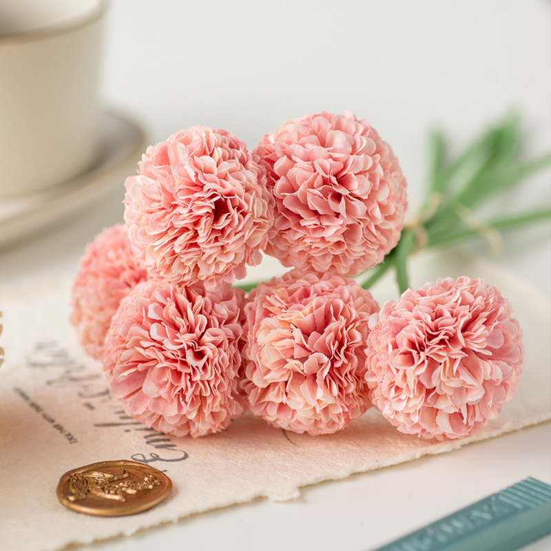 

6 Pcs Dandelion Flower Ball Artificial Flowers Hydrangea Branch Fake Flower Home Decoration Wedding Holding Bridal Flores, Blue
