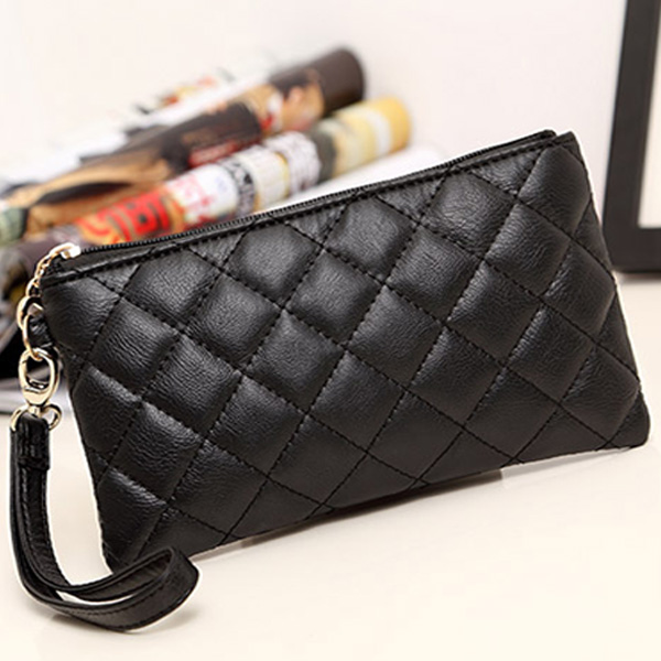 

pg153 Hot Sale Wholesale Fashion Ladies Single Zipper Cheap Wallet Designer Women PU Leather Wallet Lady Ladies Long Purse, Black