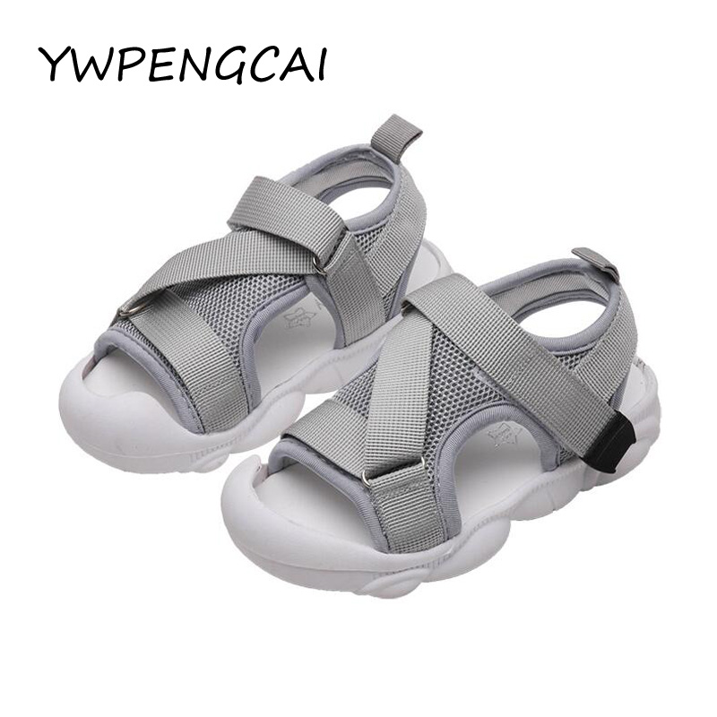

YWPENGCAI 2020 Summer Kids Shoes Boys Sandals Size 21-30 Toddler Sandals Breathable Mesh Children Beach Shoes Girls, Grey