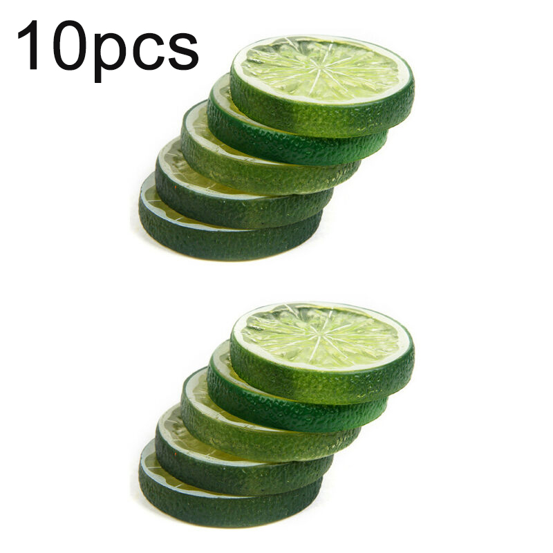 

10xPVC Fake Slice Foam Artificial Fruit Simulation Lifelike Model Home Set, Green
