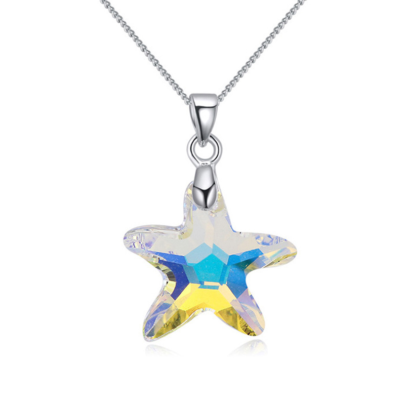 

New Fashion Starfish Design Pendant Necklace made with Swarovski Elements Crystal for Ladies Wedding Engagement Party Jewellery Bijoux Gift, Silver