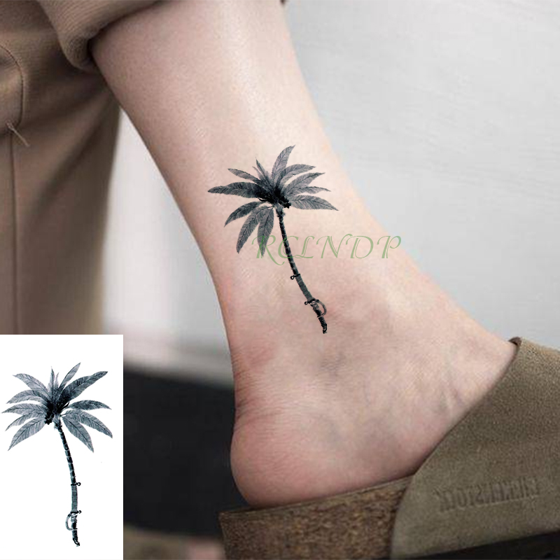 

Waterproof Temporary Tattoo sticker coconut tree plant small size tatto stickers flash tatoo fake tattoos for girl women kid