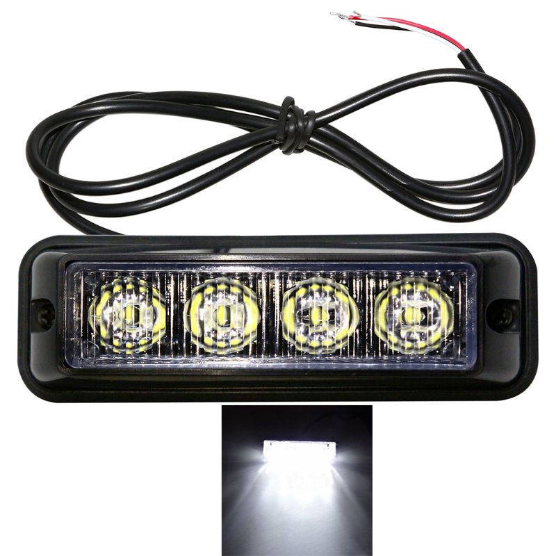 

12V 24V 4LED Car Emergency Light Flashing Led Strobe Light For Truck Amber White X7JF, As pic