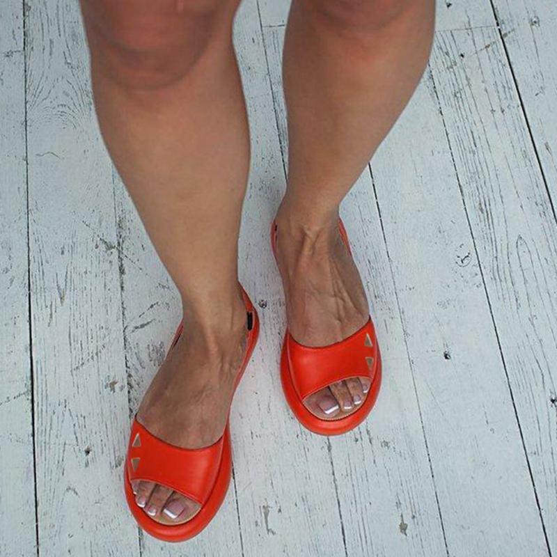 

Women's 2019 Fashion Lady Summer Sandal Women Flats Shoes Leather Flats Casual Open-toed Shoes Fashion Solid Outdoor Sandals, White