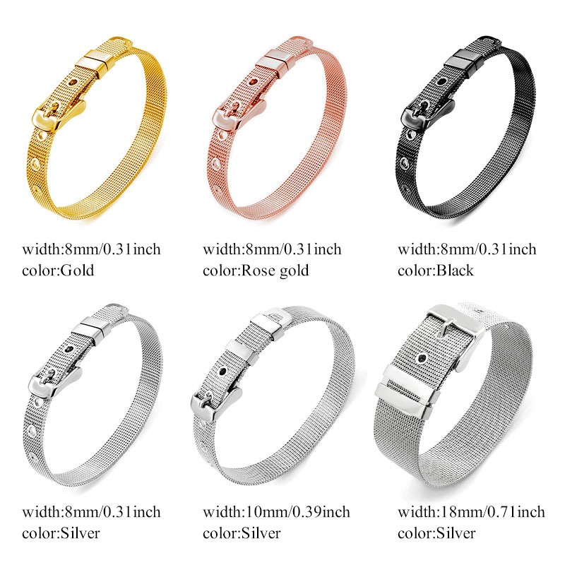 

1PCS Stainless Steel Bracelet Fashion Wristband bracelet Fit Slide Charms & Letters Men/Woman Jewelry LSBR01-02, Black