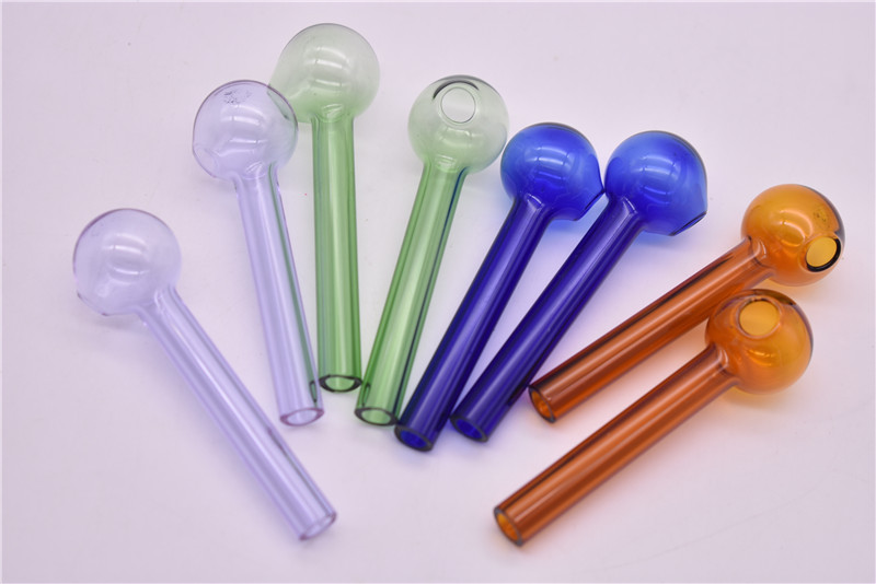 

Cheap wholesale colors oil Burner pipe glass pipes - Pyrex glass oil burner pipe 7cm length 2cm round head smoking pipe