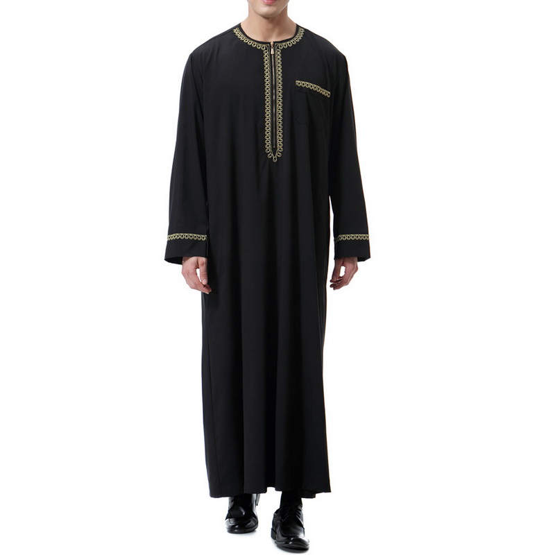 

Men' Casual Shirts Men Round Neck Long Sleeve Solid Saudi Arab Thobe Islamic Muslim Clothing Dubai Robe Hooded Retro Nice Fashion, A1